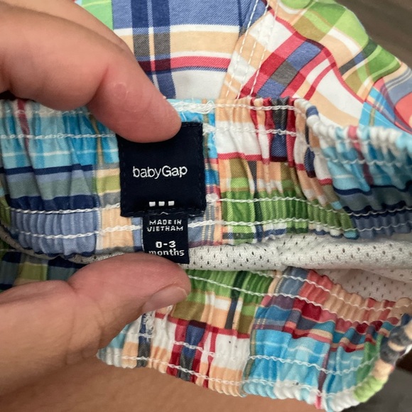 Carter's Multicolor Plaid and Blue Kids Swim Trunks size 3M - Picture 3 of 4